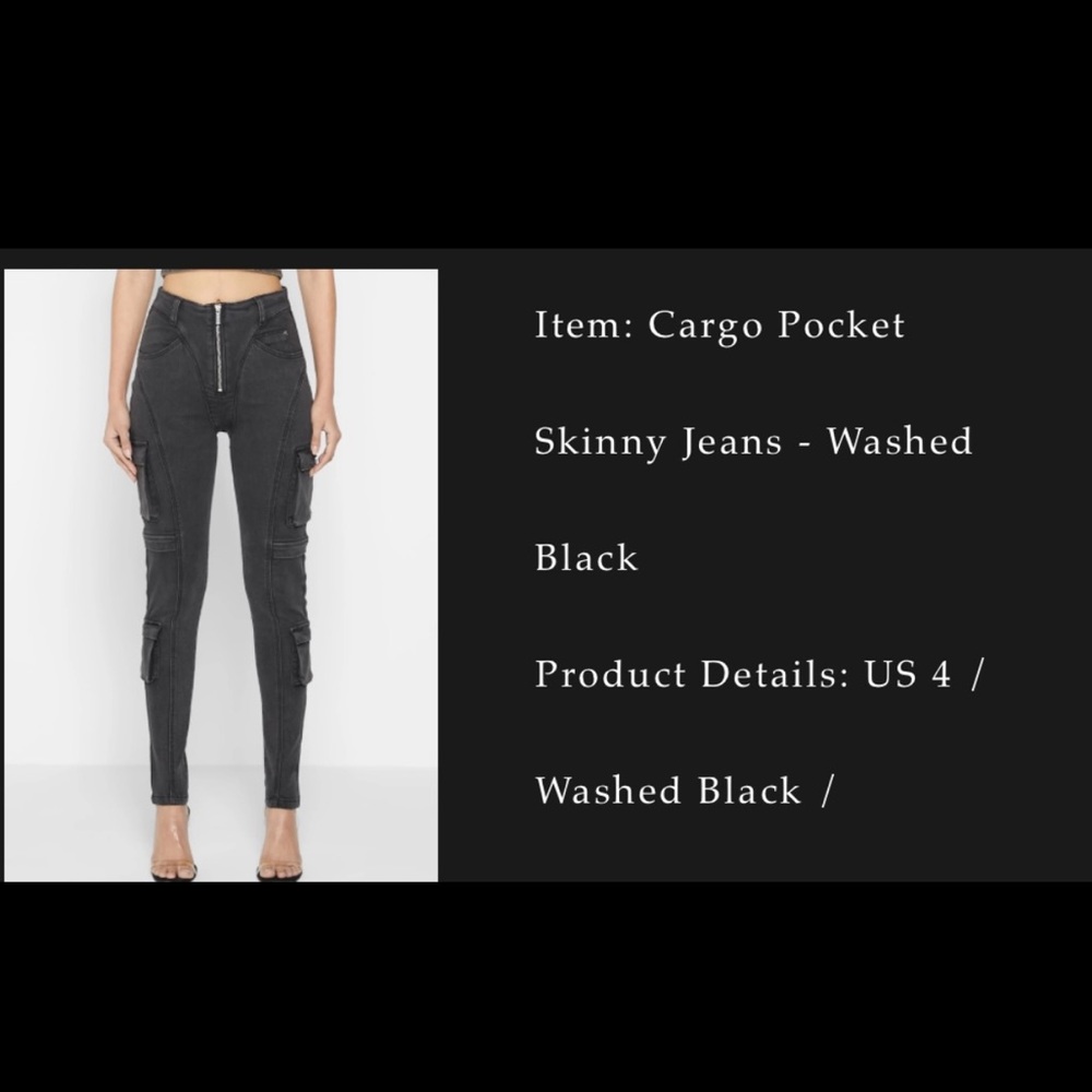 Washed Black Cargo Pocket Skinny Jeans